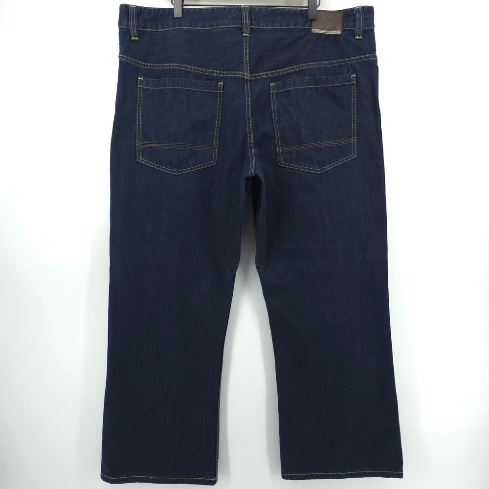 Timberland Mens Jeans 42 Dark Blue Indigo Straight Leg Rugged Denim